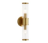 Epinl Vintage Wall Sconces Lighting, 2-Lights Wall Sconce Rustic Wall Light Fixture Indoor Gold Wall Lamp with Glass Lampshade and E14 Bulb Socket , Wall-Mounted Lamps for Bathroom Bedside Porch.