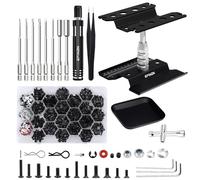 EPINON RC Car Stand RC Work Stand RC Car Repair Work Stand with RC Screwdriver Kit and 710 PCS RC Screws Kit and Screws Pallet for 1/8 1/10 1/12 1/16 1/18 RC Car Truck Crawler (Black)