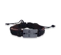 epiphaneia Christian St Andrews Style Cross Black Leather Bracelet Adjustable - Vintage Look Men & Women. Mens Bracelets & Jewellery. Gift for Father's Day, Christmas, Faith