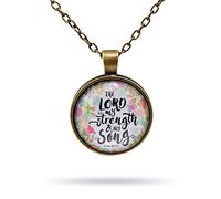 epiphaneia "The Lord is My Strength and Song Bible Verse Necklace - Inspirational Christian Jewelry - Faith Pendant for Women - Gift for Christmas, Birthdays, and Special Occasions