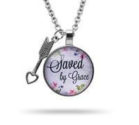 epiphaneia Women's Saved by Grace Christian Pendant Necklace. Gift for Mom on Mother's Day, Christmas, Birthday, Religious Bible Necklaces. Jewellery for Women - Christians