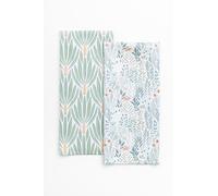 Epiphany Design Works Premium Kitchen Tea Towel | Microfiber Waffle Weave | Quick Dry | Super Absorbent | Double-Sided Designer Prints | 2 Pack (Morning Garden)