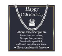 EPIRORA 15th Birthday Gifts for Boys, Cuban Chain Necklace Happy Birthday Gifts for 15 Year Old Boys Son Grandson Nephew Brother Teenager