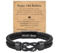 EPIRORA 18th Birthday Gifts for Boys, Black Braided Leather Infinity Knot Bracelets, 18th Birthday Decorations Bracelet Gift Ideas Cool Gifts for 18 Year Old Boys Son Grandson Nephew Brother Friend