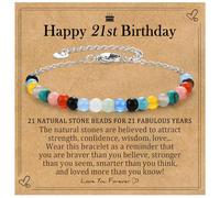 EPIRORA 21st Birthday Gifts for Her, Tiny Natural Colorful Stones Adjustable Bracelets Gifts for Girls Women, Happy 21st Birthday Decorations, Trendy Stuff Womens Jewelry Gift Ideas