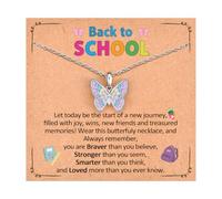 EPIRORA Back to School Gifts for Girls Kids, 16" Butterfly Pendant Necklace | Eases back to school nerves. Gift box + card ready. Hypoallergenic steel, comfy all day. Send her off with love & confidence.