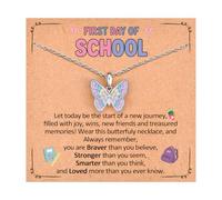 EPIRORA Back to School Gifts for Girls Kids, 16" Butterfly Pendant Necklace | Eases back to school nerves. Gift box + card ready. Hypoallergenic steel, comfy all day. Send her off with love & confidence.