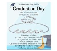 EPIRORA Class Of 2026 Graduation Gifts Necklace for Her- Silver Wave Bracelet Jewelry Gift Ideas Decorations for 5th 8th Grade College Masters Degree Graduate, Grad Gift Basket Girls Women, 7+2 inch
