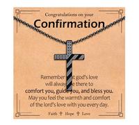 EPIRORA Cross Necklace for Men Boys, First Communion Baptism Confirmation Easter Gifts for Teens Boys, 316L Stainless Steel Chain Cross American Flag Religious Christian Jewelry Gifts, 22+2 Inches