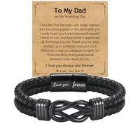 EPIRORA Father's Day Bracelet Gift for Dad/New Dad/Stepdad/Father-in-Law, 8.5" Black Braided Leather Infinity Knot Bracelets for Men, Cool Mens Jewelry Father Gifts for Birthday Christmas Thanksgiving