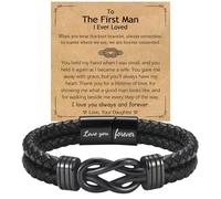 EPIRORA Father's Day Bracelet Gift for Dad/New Dad/Stepdad/Father-in-Law, 8.5" Black Braided Leather Infinity Knot Bracelets for Men, Cool Mens Jewelry Father Gifts for Birthday Christmas Thanksgiving