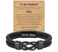 EPIRORA Father's Day Bracelet Gift for Dad/New Dad/Stepdad/Father-in-Law, 8.5" Black Braided Leather Infinity Knot Bracelets for Men, Cool Mens Jewelry Father Gifts for Birthday Christmas Thanksgiving