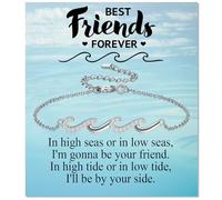 EPIRORA Friendship Gifts for Women Girls, Best Friend Wave Bracelet Gifts Ideas Silver BBF Wave Bracelet for Bestie Soul Sister Female, Christmas Birthday Anniversary Jewelry Present for Her, 7+2 inch