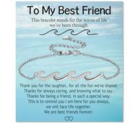 EPIRORA Friendship Gifts for Women Girls, Best Friend Wave Bracelet Gifts Ideas Silver BBF Wave Bracelet for Bestie Soul Sister Female, Christmas Birthday Anniversary Jewelry Present for Her, 7+2 inch