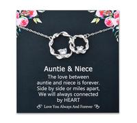 EPIRORA Gifts for Auntie Niece, Silver Interlocking 2 Circles Necklace for Auntie and Niece Gifts, Great Jewellery Present for Women Girls Anniversary Birthday Gift for Aunty Aunt