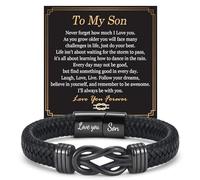 EPIRORA Gifts for Boys, Leather Bracelet Happy Birthday Teenage Boy Son Gifts From Mum, Boys Bracelet Christmas Graduation Valentines Presents for Son