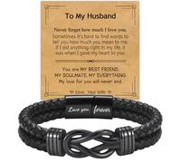 EPIRORA Gifts for Husband from Wife- Black Braided Leather Infinity Knot Bracelets for Men Him, Husband Jewelry Gifts for Christmas Stocking Stuffers Birthday Valentine's Day