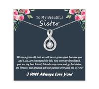 EPIRORA Gifts for Sister from Sister Brother, Silver Infinity Necklace for Women, Sister Present for Her on Mothers Day Christmas Birthday Anniversary Valentine's Day