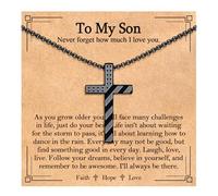 EPIRORA Gifts for Son from Mom Dad-22+2 Inches Stainless Steel American Flag Cross Pendant Necklaces for Men Boys, Religious Christian Patriotic Jewelry Confirmation Christmas Birthday Gifts To My Son