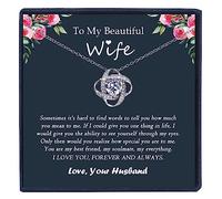 EPIRORA Gifts for Wife from Husband- Sterling Silver Cubic Zirconia Love Knot Pendant Necklace for Women, Jewelry Gifts for Anniversary Birthday Christmas, 40+5cm