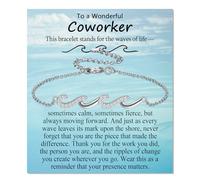 EPIRORA Gifts for Women, Silver BBF Wave Bracelet for Best Friend Sister Mom Daughter Grandma Bestie, Christmas Birthday Present for Her, 7+2 inch, Stainless Steel, no gemstone