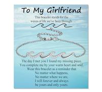 EPIRORA Gifts for Women, Silver BBF Wave Bracelet for Best Friend Sister Mom Daughter Grandma Bestie, Christmas Birthday Present for Her, 7+2 inch, Stainless Steel, no gemstone