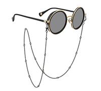 EPIRORA Glasses Chain for Women Men - Sunglasses Strap Face Mask Holder Lanyard Rolo Chain Necklace with Cubic Zirconia, Anti-lost String for Glasses Retainer, Black