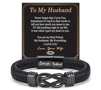 EPIRORA Husband Birthday Gifts, Mens Leather Bracelet Wedding Anniversary Husband Gifts from Wife Christmas I Love You Gift for Him