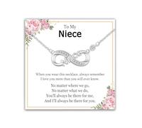 EPIRORA Niece Gifts from Auntie Uncle, Silver Infinity Pendant Necklace Jewellery Niece Presents for Women on Birthday Christmas Mother's Day Valentines Day