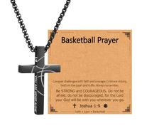 EPIRORA Soccer Baseball Basketball Football Gifts for Boys Men- 20" + 2" Inches Stainless Steel Bible Verse Cross Pendant Necklace, Inspirational Religious Jewelry Gifts for Teen Boy, Stainless Steel