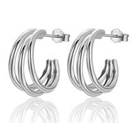 EPIRORA Sterling Silver Earrings for Women,Hypoallergenic Triple Hoop Earrings| Three Chunky Gold Hoop Earrings Unique Claw Earrings Jewellery Gifts for Women