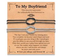 EPIRORA Valentines Day Gifts for Her Him- Matching Infinity Love Knot Bracelets for Couples, Long Distance Relationship Romantic Couple Gifts for Girlfriend Boyfriend Husband Wife (Black & Silver), 7