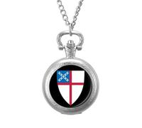 Episcopal Church Men's Pocket & Fob Watches Silent Ticking Quartz Alloy Chain Watch for Daily Use Silver-Style