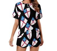 Episcopal Church Women's Pyjama Sets Short Sleeve Top & Pants Comfort Loungewear Soft Sleepwear L