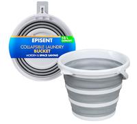 EPISENT 10 L Collapsible Silicone Bucket with Sturdy Handle | Portable Pop-Up Water Container for Camping, Fishing, Car Wash, Cleaning & Outdoor Use - Space-Saving Foldable Design