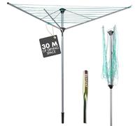 EPISENT 3-Arm 30M Rotary Washing Line - Heavy Duty Outdoor Clothes Airer with Ground Spike | Adjustable Height, Non-Slip Lining, Foldable Whirligig Dryer Umbrella System for Garden & Patio Use