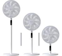 EPISENT 3in1 16″ Pedestal Fan & Desk Fan with Remote - 9H Timer, Quiet 3 Speed Cooling with 9 Blade Turbo Airflow - Adjustable Height 65-125cm - Oscillating Stand fan - White