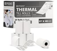 EPISENT 57 x 40mm Thermal Paper Till Rolls | Cash Register Rolls for EPOS POS, Cash Register, Credit Card Machine PDQ | 57mm BPA Free Thermal Receipt Paper | Pack of 20 Rolls (1 Box)