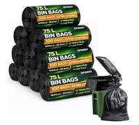 EPISENT 75 L Heavy Duty Bin Bags, 200 Extra Strong Black Bin Liners (10 Rolls of 20 Bags), Tear Resistant Leak Resistant Rubbish Sacks for Kitchen Garden Office and Commercial Use