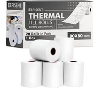 EPISENT 80 mm x 80 mm Thermal Till Rolls Box of 20, BPA Free Receipt Paper Rolls for EPOS POS Systems Card Machines and Cash Registers