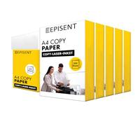 EPISENT A4 White Paper Sheets - 80gsm Bright White Paper - Office Printer, Copier Paper - Multifunction Laser Inkjet Paper - Stronger, Sharper & Acid Free A4 Paper Reams (A4 5 Reams (2500 Sheets))