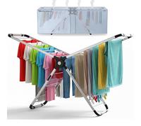 EPISENT Aero Dry Series X Heated Clothes Airer with Cover, 26 Heated Rails 320 W Electric Drying Rack with 9 Hour Timer, Foldable Winged Clothes Horse for Indoor Laundry