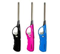 EPISENT BBQ Lighters Pack of 5 Assorted Colour, Long Reach Gas Fire Lighters for Cookers, Candles, BBQ, Stove - Refillable Safety Lighter with Adjustable Flame & Child Lock - Kitchen & Camping Use