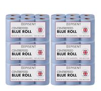 EPISENT Blue Roll 2-Ply Centre Feed Paper Towels, Super Absorbent, Food Safe & Recyclable Commercial Wiping Roll for Kitchen, Garage, Bathrooms & Cleaning Dispensers (Pack of 6-36 Rolls)