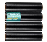 EPISENT Heavy Duty Black Pallet Shrink Wrap Roll 400mm x 100m | 17mu Industrial Stretch Film for Packing, Moving & Storage | Durable Transparent Cling Film for Parcels, Shipping & Protective Wrapping