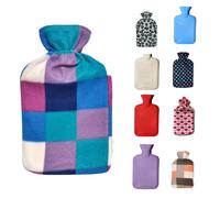 EPISENT Hot Water Bottle 2L Leak-Proof with Super Soft Fleece Cover - for Pain Relief, Cramps, & Cozy Nights - Comfort Hot Water Bag for Your Body & Bed Warmers - White with Blue Checks Cover