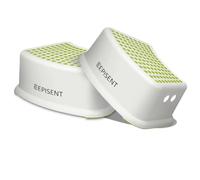 EPISENT Kids Step Stool - Non-Slip Toddler - Potty Training Small Step Stool with Anti-Slip - Multiuse Step for Boys & Girls - Safe & Sturdy for Bathroom & Kitchen Use (Pack Of 2, WHITE-GREEN)