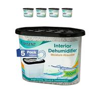 EPISENT Moisture Absorber Dehumidifier - Condensation Remover for Damp, Mould, Home, Wardrobe, Kitchen, Bathroom, Basement, Garage, Bedroom, Caravan, Office - 5Pack/210g each