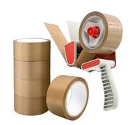 EPISENT Packaging Tape Gun Dispenser with 6 Brown Parcel Tape Rolls, Heavy Duty Packing Tape Dispenser for Boxes, 48 mm x 66 m