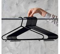 EPISENT Plastic Hangers with Hooks | Pack of 20 | Lightweight & Space-Saving | Durable Reinforced Construction | Slim Design with Powdered Black Finish | Closet Organizer Essentials
